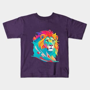 Colorful Lions Head Kids T-Shirt